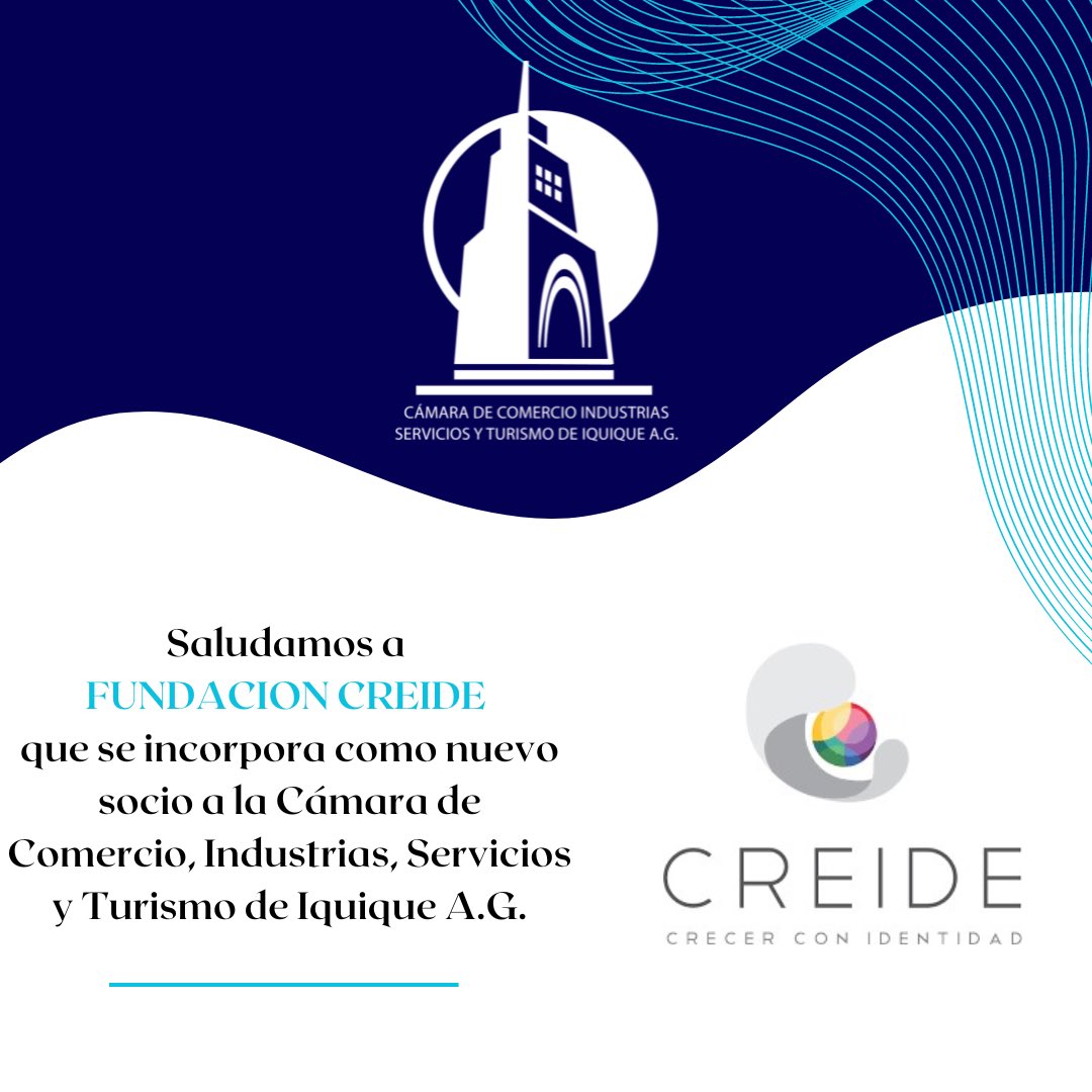 Saludamos a la Fundación Creide que se incorpora como empresa asociada a la Cámara de Comercio, Industria, Servicios y Turismo de Iquique. <a href="/robertovaras/">Roberto Varas</a> <a href="/ksaldesaliaga/">Karla Saldes</a> #Iquique #iquiqueglorioso #gremio #camaradecomercioindustriasserviciosyturismoiquique