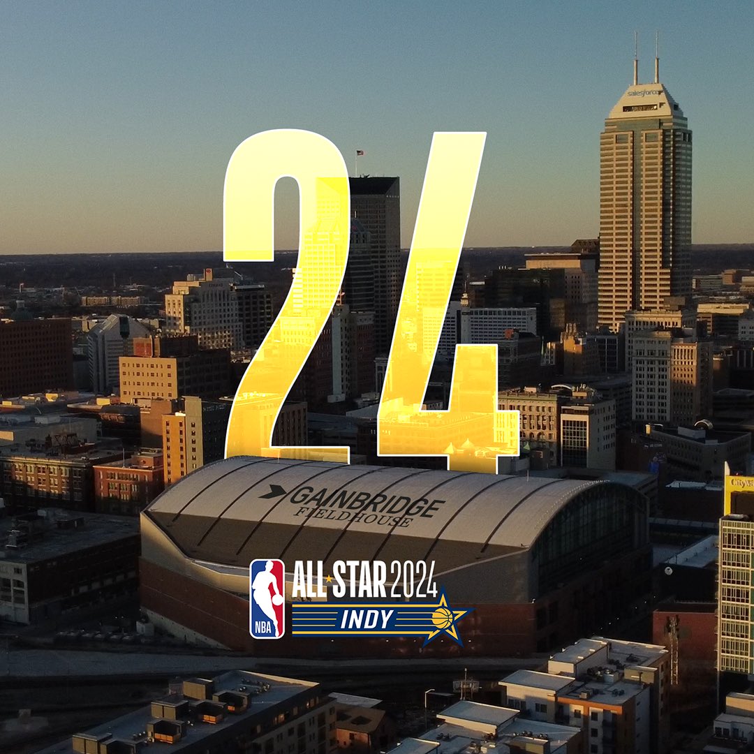 The shot clock is off. #Indy has the ball. 24 days away from #NBAAllStar2024 #LoveIndy @NBA @NBAAllStar @GovHolcomb @IndyMayorJoe @icclos @LucasOilStadium @GainbridgeFH @PacersOT @PacersSportsEnt