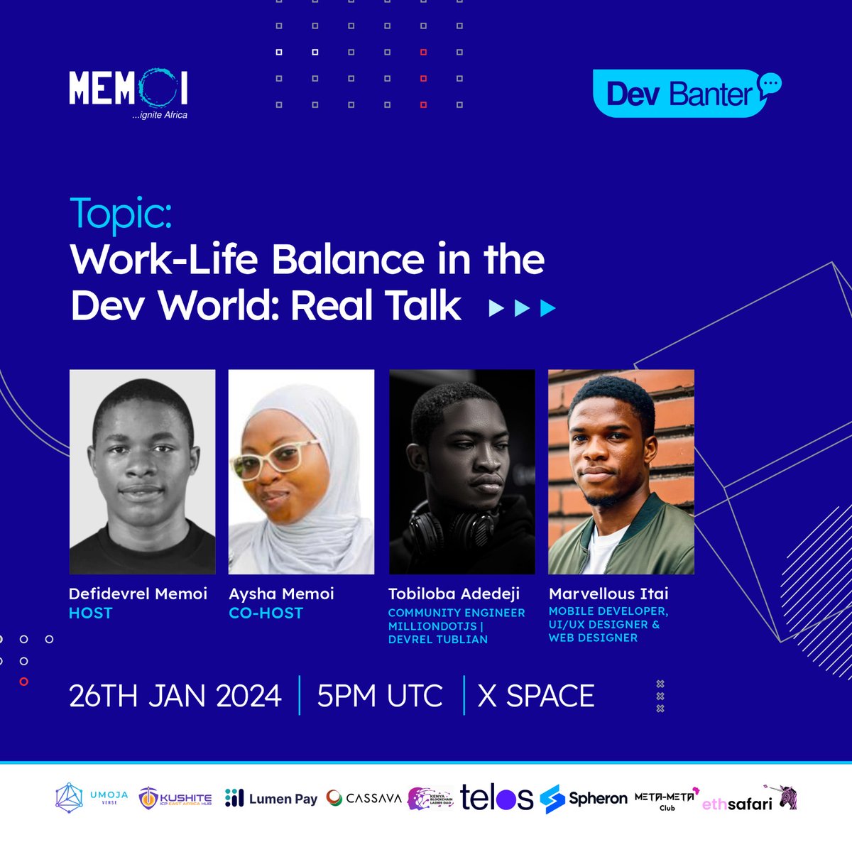 _one_dev's tweet image. 🚀 Get ready for another exciting segment of Dev Banter this Friday! If you happened to miss our last engaging session, no worries—this one promises to be just as thrilling!
🎙️ Join us this Friday as we host @toby_solutions and @TeckPastor to discuss how to balance tech and…
