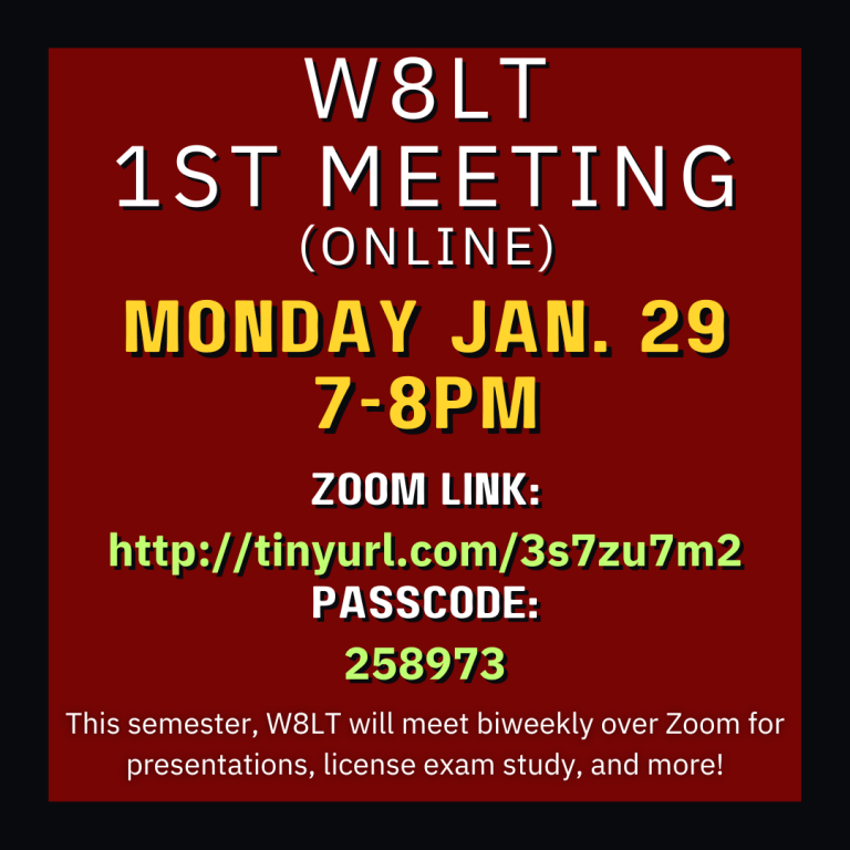 Our first meeting of the semester will be on Monday, January 29th, at 7 PM (EST/UTC-5)!

All students are welcome to attend!

Come join us!

u.osu.edu/w8lt/2024/01/2…

#AmateurRadio #OhioState #OSU #hamr #zoom #technology #radio #electronics #HamRadio #Columbus #Ohio #ColumbusOH