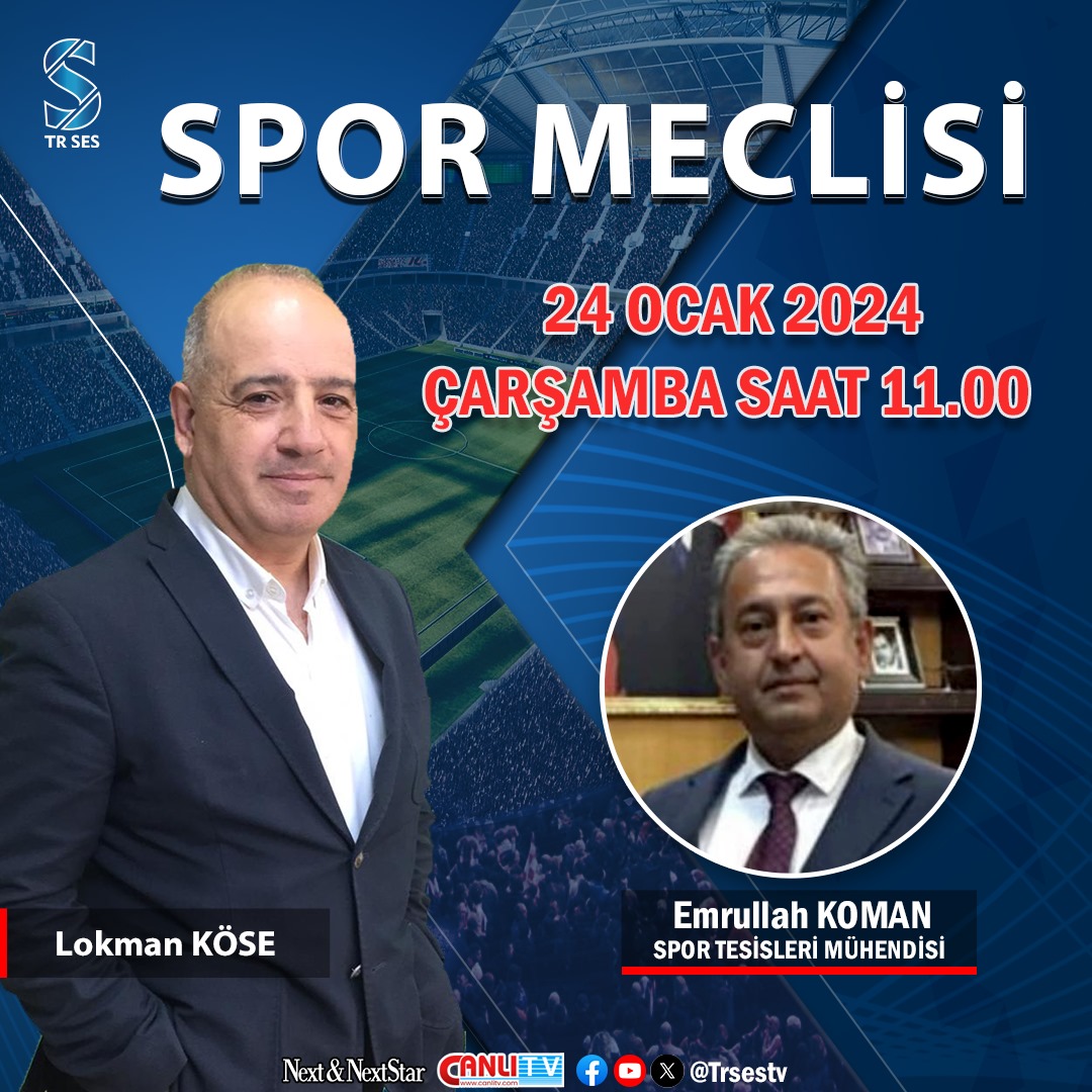 Lokman KÖSE’nin sunduğu Spor Meclisi programına Spor Tesisleri Mühendisi Emrullah KOMAN konuk olacak. Canlı yayınımızı yarın saat 11.00’de Youtube ve Canlı tv üzerinden seyredebilirsiniz.

 #spor #spormeclisi #trsestv #canlı