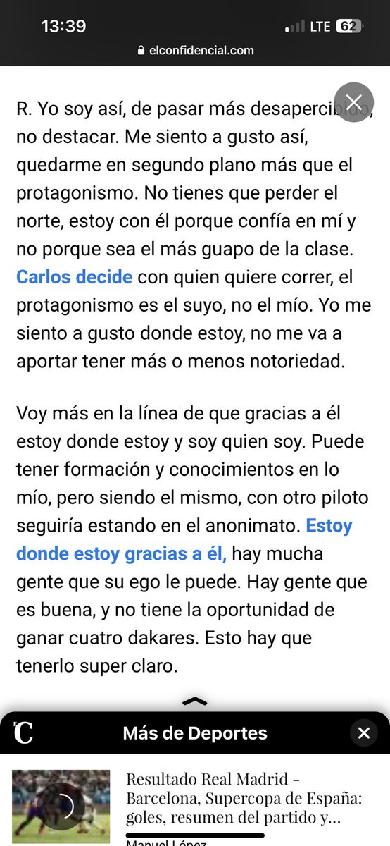 WRCENFURECIDO's tweet image. Esto de @LucasCruz74 en @elconfidencial deberían de tatuárselo muchos copilotos hoy en día, más preocupados de tener su cuota de protagonismo social que de mejorar. 

Enhorabuena