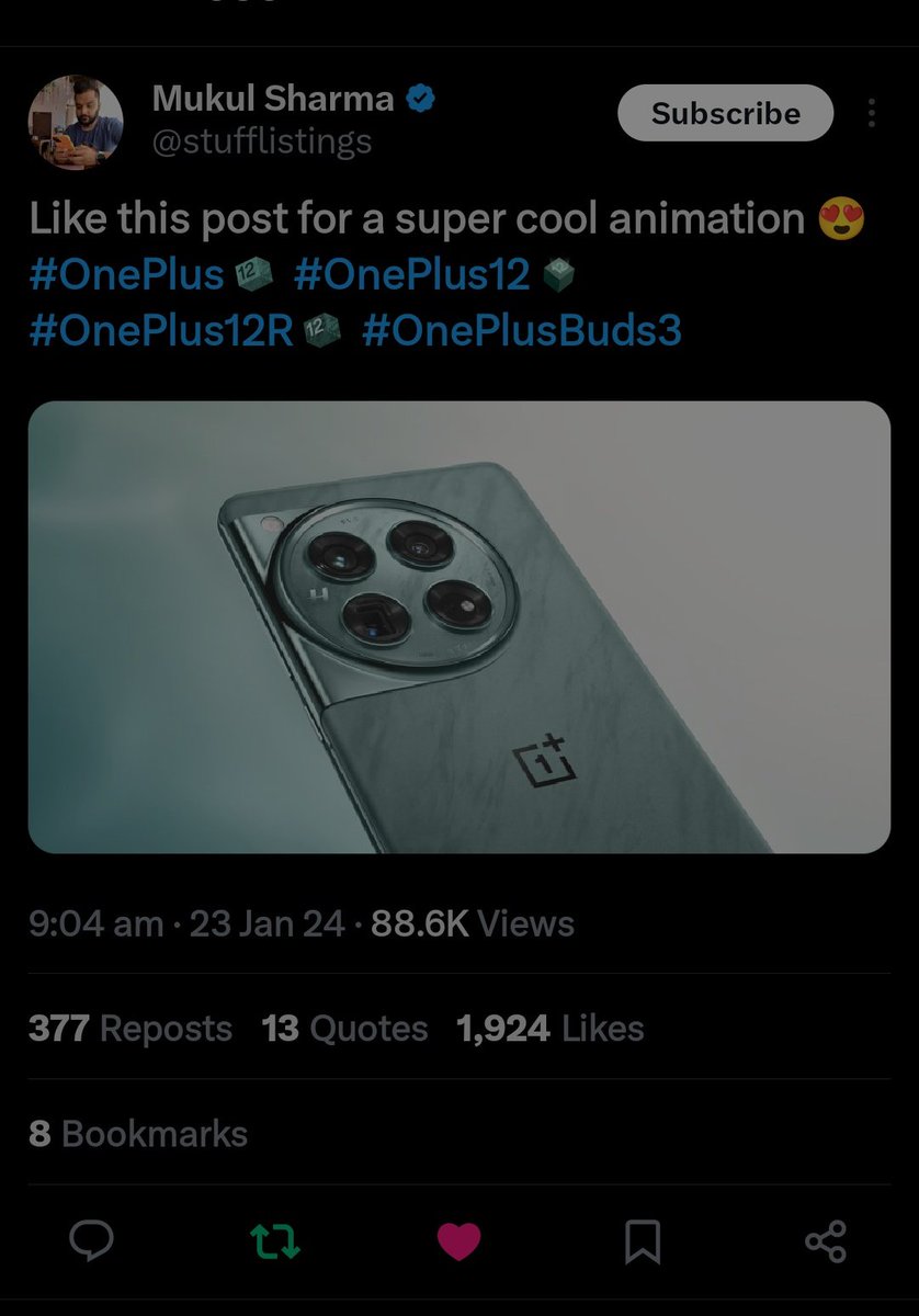 Suraj007810's tweet photo. @OnePlus_IN #OnePlus12โฏโฏโฏโฏโฏโฏ
#10YearsofOnePlus best animation i have come across
12>>>24
Do the maths
@OnePlus_IN
Hope to win this beast ๐๐ช๐๐ฅ https://t.co/GBg0edK4hK