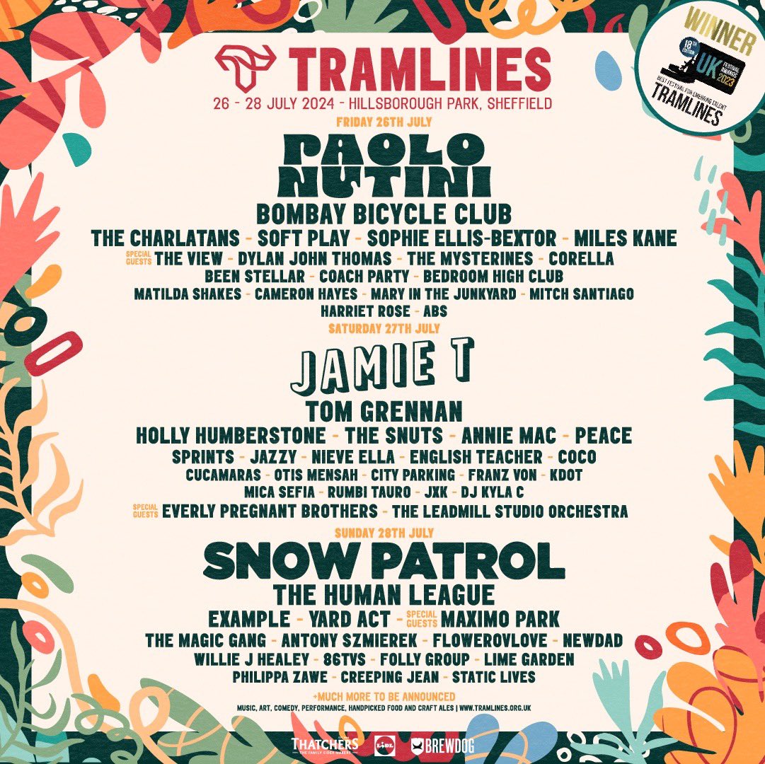 Sheffield! I’ll be headlining <a href="/tramlines/">Tramlines Festival</a> in July x
Ticket info: tramlines.org/tickets
