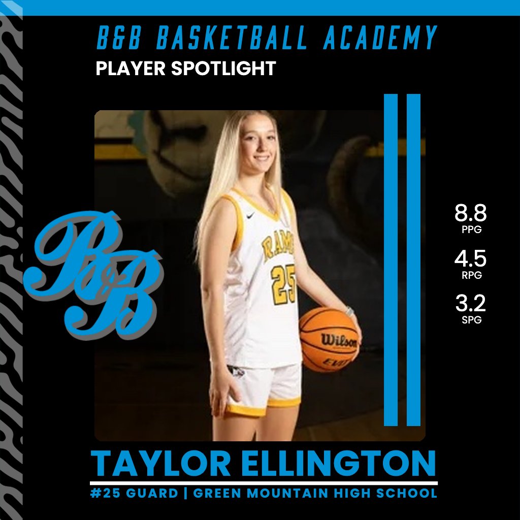 B&B Academy (@bandb_academy) on Twitter photo Taylor Ellington (<a href="/TaylorE_1025/">Taylor Ellington</a>) is a two-way player that can knock down threes and play lockdown defense. She currently leads her Green Mountain team in Points per game and Steals per game!
Keep up the great work, Taylor! Taylor Ellington (<a href="/TaylorE_1025/">Taylor Ellington</a>) is a two-way player that can knock down threes and play lockdown defense. She currently leads her Green Mountain team in Points per game and Steals per game!
Keep up the great work, Taylor!