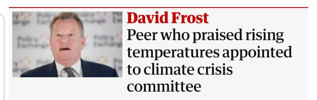 David Frost appointed to climate crisis committee.
<a href="/RishiSunak/">Rishi Sunak</a> really is laughing at us all.

#ClimateEmergency