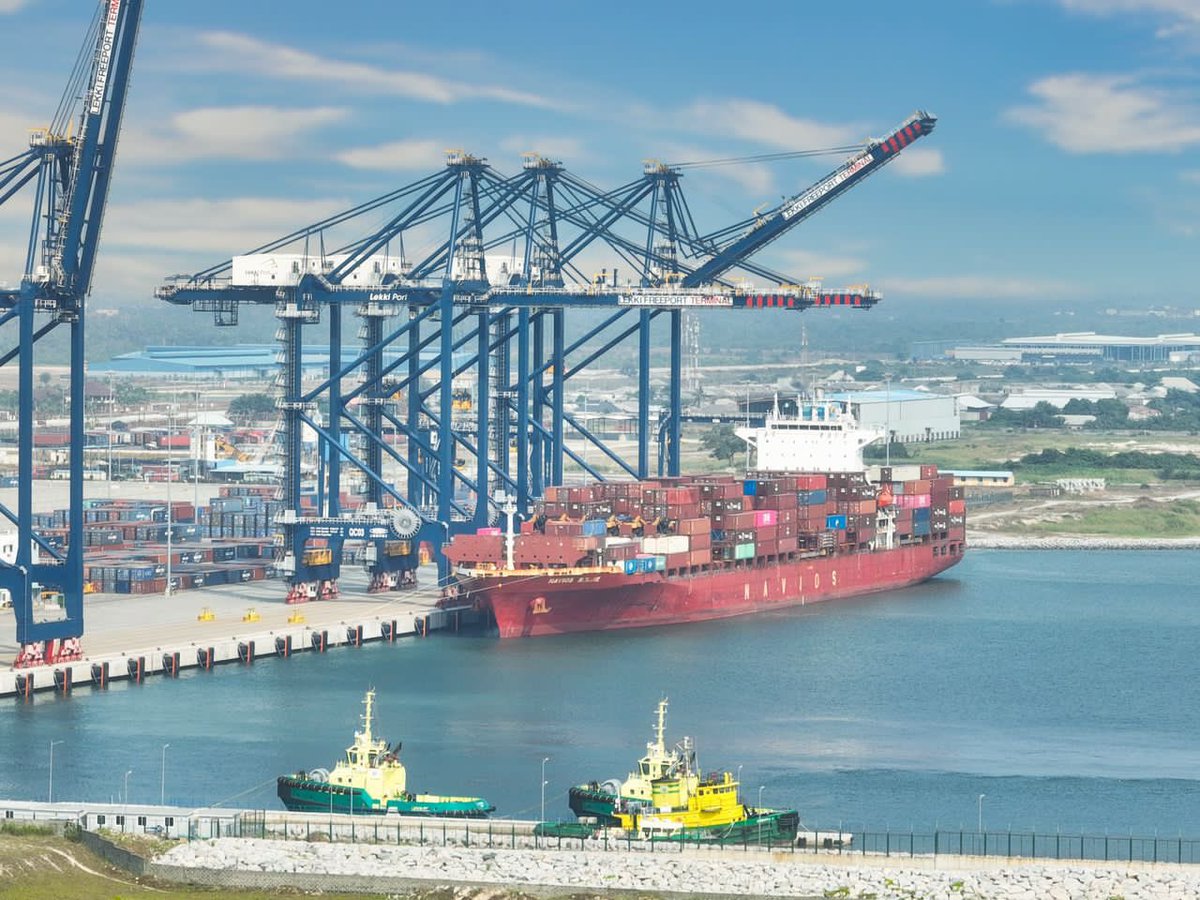 LekkiPort's tweet photo. 🚢 🚢 COSCO Shipping line berths at LekkiPort 🌍

We are excited to welcome the NAVIOS NERINE as COSCO makes a trial call at Lekki Port today. https://t.co/B8noXe4nNl