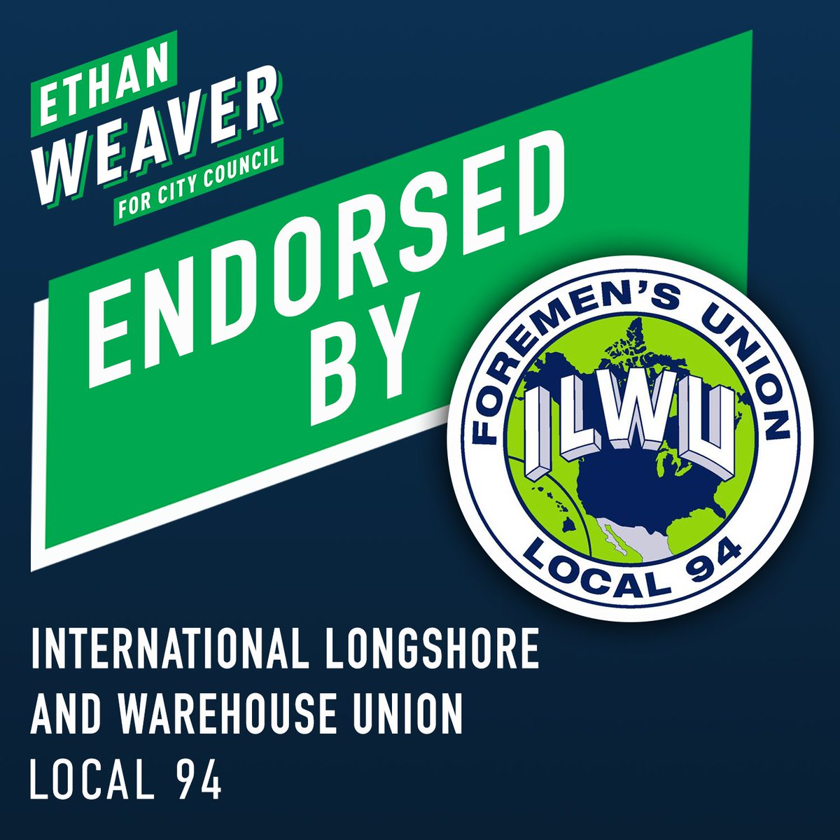 I'm honored to have the support of the hardworking members of ILWU Local 94. Together, we'll fight for good-paying, union jobs at our ports to help build a Los Angeles where every worker can thrive.