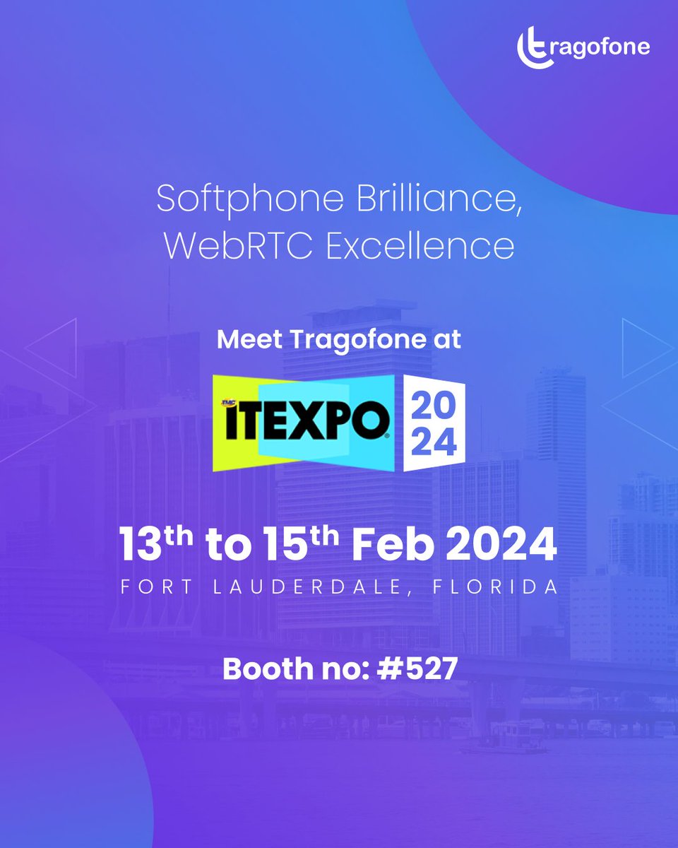 Dive into the future of business communications at @ITEXPO 2024 with Tragofone. Join us at the epicenter of technology. Schedule a meeting now and be part of the kickoff event that defines the tech world. tragofone.com/itexpo-2024/ #ITExpo2024 #TechInnovation #TECHSUPERSHOW