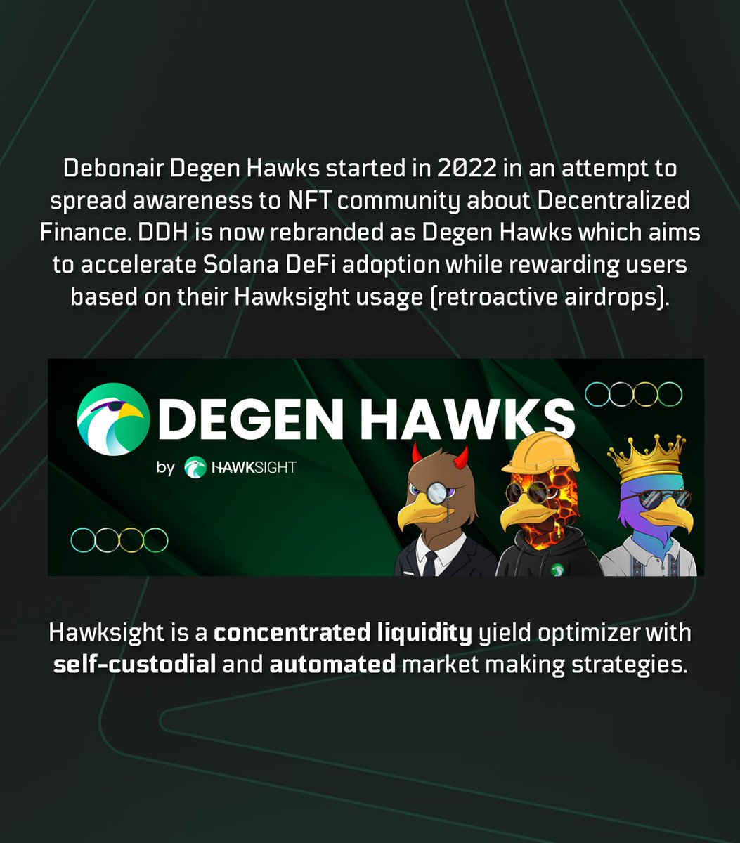 REdao welcomes @HawksightCo to the NFT Olympics

✅ Accelerate DeFi usage
✅ Optimize yield with self-custodial and automated strategies

Vote for Degen Hawks by Hawksight and help them secure a bag of $RE