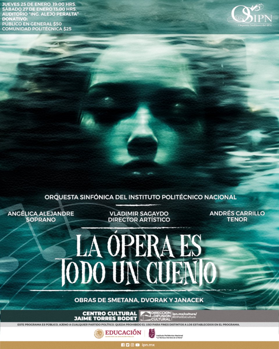 IPN (@ipn_mx) on Twitter photo Te invitamos a la apertura de la temporada 2024 de la <a href="/OSIPN_DDC/">Orquesta Sinfónica del IPN</a> con el extraordinario concierto "La Ópera es Todo un Cuento".
📅 Jueves 25 / 19:00 h
Sábado 27 / 13:00 h
Auditorio "Alejo Peralta" #CCJTB
<a href="/IPN_Cultura/">Cultura IPN</a> Te invitamos a la apertura de la temporada 2024 de la <a href="/OSIPN_DDC/">Orquesta Sinfónica del IPN</a> con el extraordinario concierto "La Ópera es Todo un Cuento".
📅 Jueves 25 / 19:00 h
Sábado 27 / 13:00 h
Auditorio "Alejo Peralta" #CCJTB
<a href="/IPN_Cultura/">Cultura IPN</a>