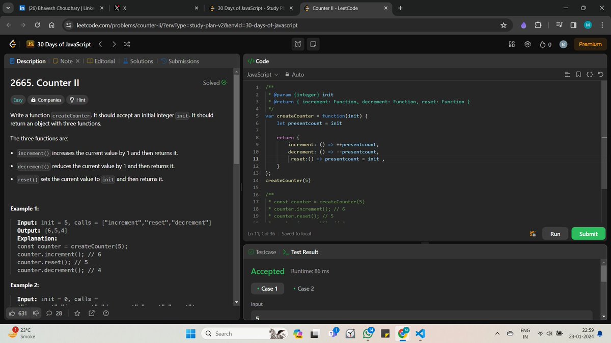 its_bhavesh2001's tweet image. #Day4 of #30daysofcodingchallenge Javascript leetcode
👍👍

#javascript #30daysofcodechallenge #30daysofcode #30daysofjavascript #learncoding #webdevelopment