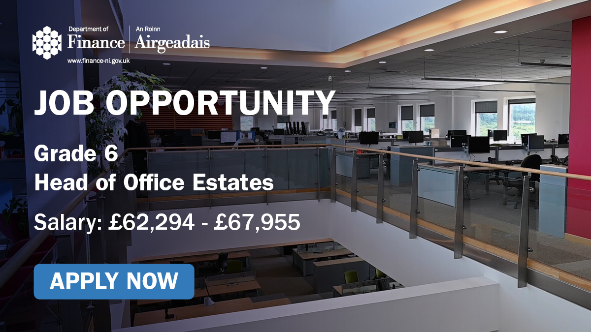 We’re looking for a Head of Office Estates to lead on the management, maintenance and modernisation of the NICS Office Estate.

Apply here by Fri 2 Feb: irecruit-ext.hrconnect.nigov.net/jobs/vacancies…