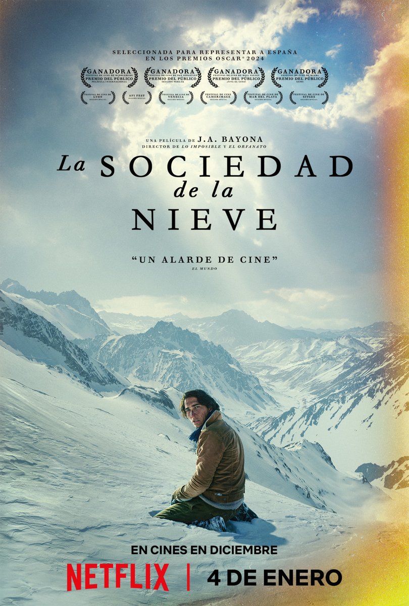 #DropCine #Oscars2024 ‘La sociedad de la nieve’, de Bayona, nominada en los Oscar a Mejor Película Internacional y a Maquillaje y Peluquería.