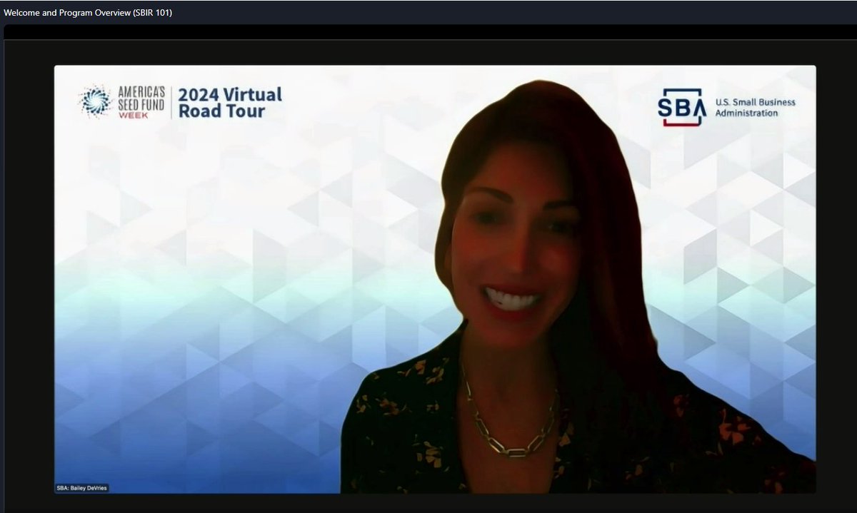 Associate Administrator Bailey DeVries speaks to equity and access to capital for innovative small businesses and startups at America's Seed Fund Week. Join us for the live session now: americasseedfund.us/america-s-seed… #SBIR #STTR