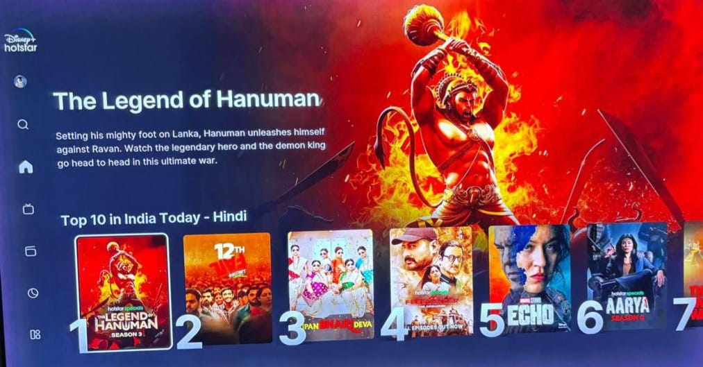 Topping the charts in Hindi content in India, catch the Legend of Hanuman, exclusively on Disney+ Hotstar. #TheLegendOfHanumanS3 #DisneyPlusHS #TheLegendOfHanumanOnHotstar #GraphicIndia