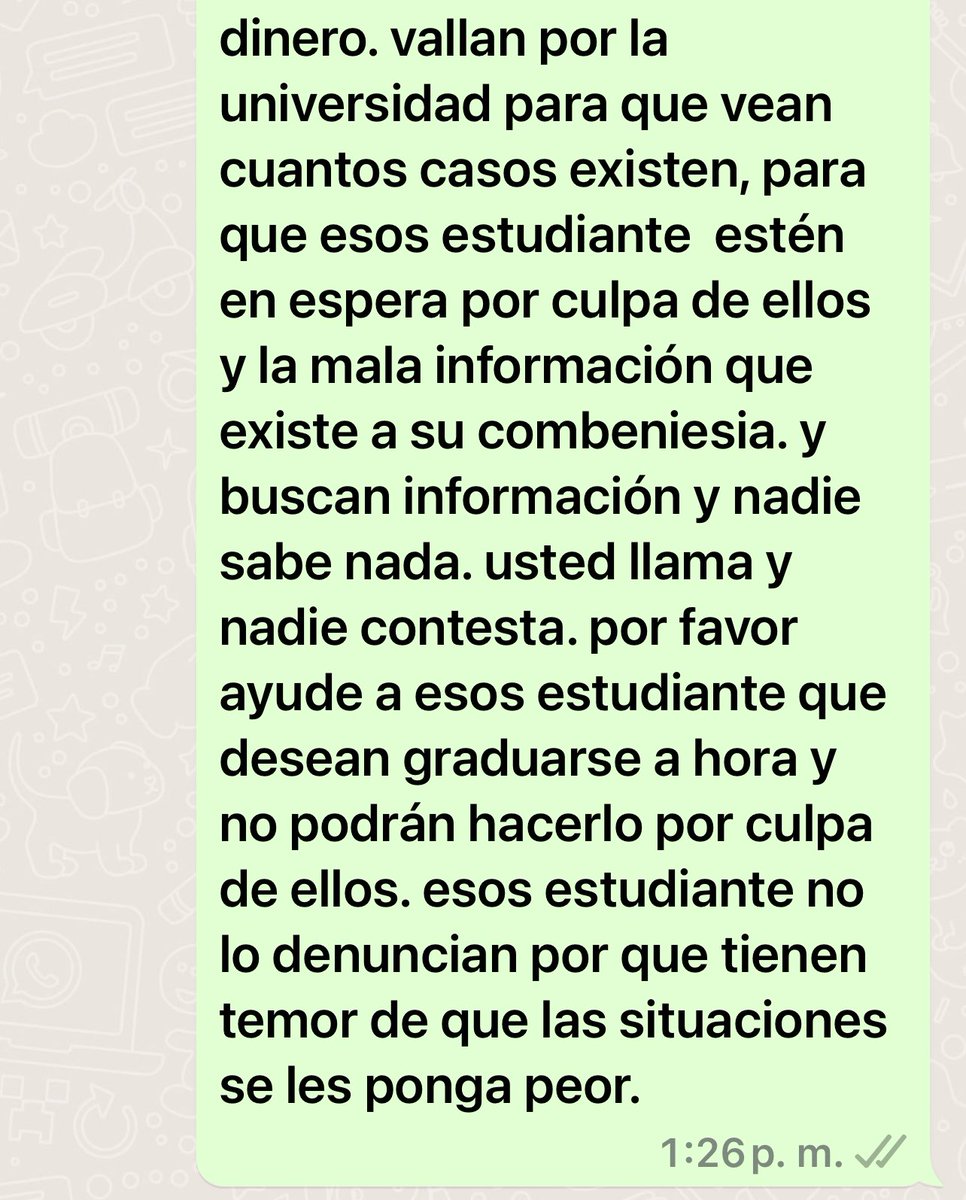 Anoche me escribía esta estudiante de la Universidad O&amp;M, leamos: