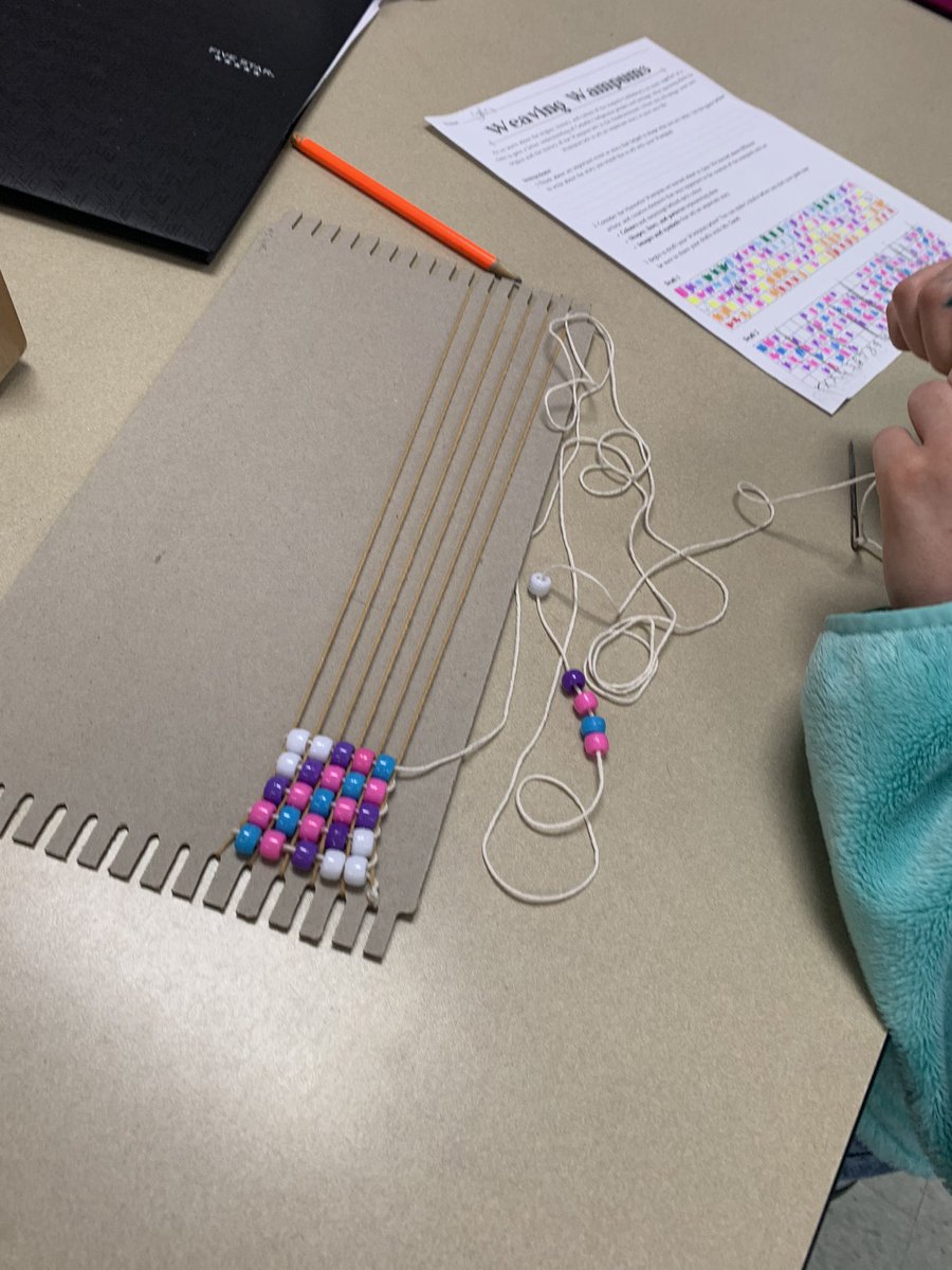 Fifth graders are master weavers!! Their Native American Wampum Bracelets are going to be gorgeous! #ilbsd13 #leadlikeajaguar