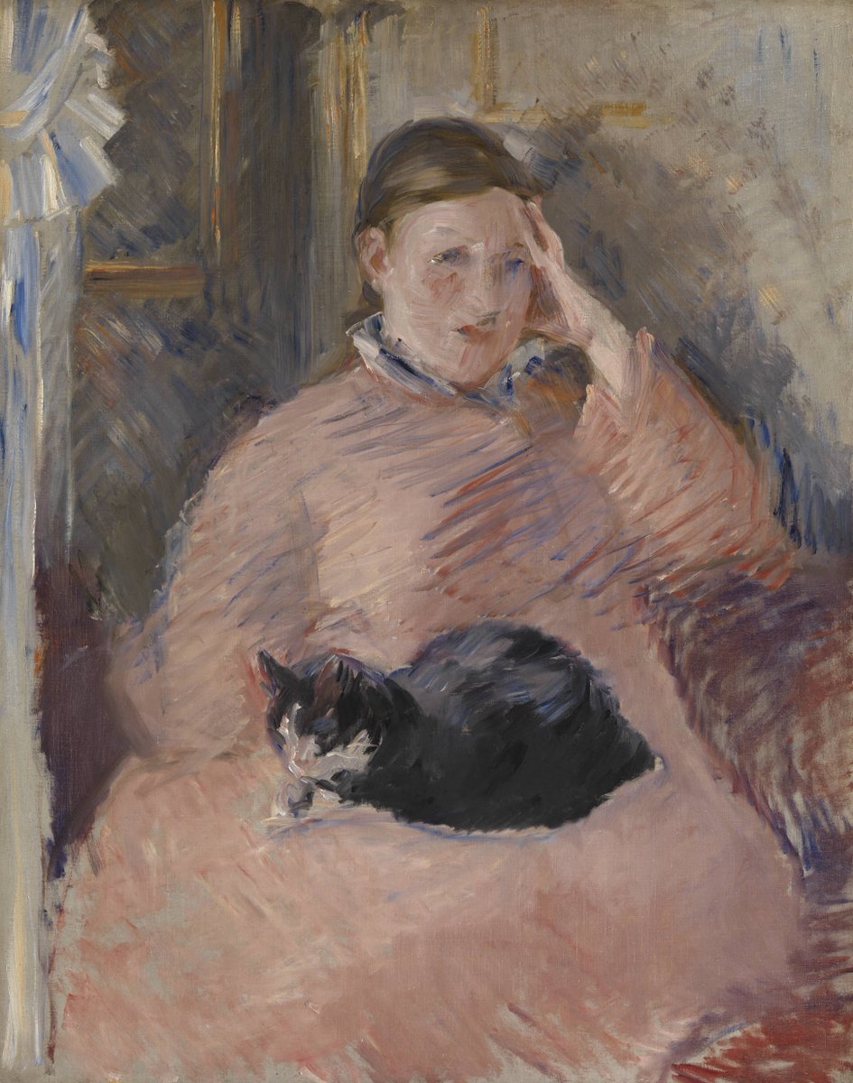 🐈 In this unfinished portrait of his wife Suzanne Leenhoff, #ÉdouardManet has lovingly painted their cat Zizi curled up on her lap.

Born #OnThisDay in 1832, Manet was one of the first 19th century artists to paint modern life. bit.ly/491YMv7