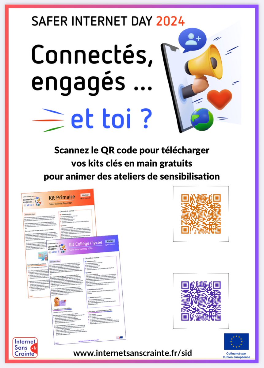 ⏰ Le Safer Internet Day approche à grands pas .... le 6 février rassemblons nos établissements sur le thème "Connectés,engagés ...et toi?"Des kits ateliers clés en main à utiliser en CE2, cycle 3, collège et lycée <a href="/acversailles/">Académie de Versailles</a> #nah #pHARe isc2.api.tralalere.com/sites/default/…