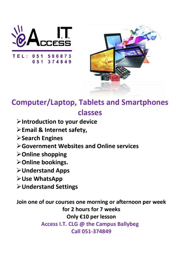AccessITIreland's tweet photo. Unlock your potential with computer training. 
#WAP #waterfordppn #LAES #LEO #slaintecare https://t.co/3cyWicAVCF