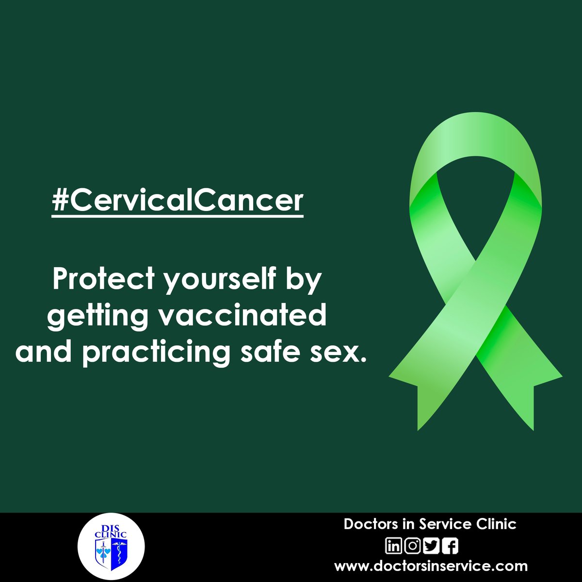 HPV is the most common cause of cervical cancer. Protect yourself by getting vaccinated and practicing safe sex. #HPVPrevention #CervicalHealth #disclinic