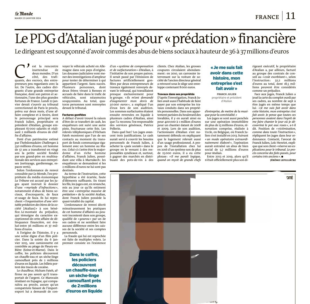 chantalgomez38's tweet image. #Atalian
Tout y est : voleur, fraudeur, trafiquant et surtout exploitateur !
Tout ça sur le dos des femmes et hommes du #nettoyage qui se cassent le dos ts les jours pr des salaires minables. A vomir !  🤮🤮🤮