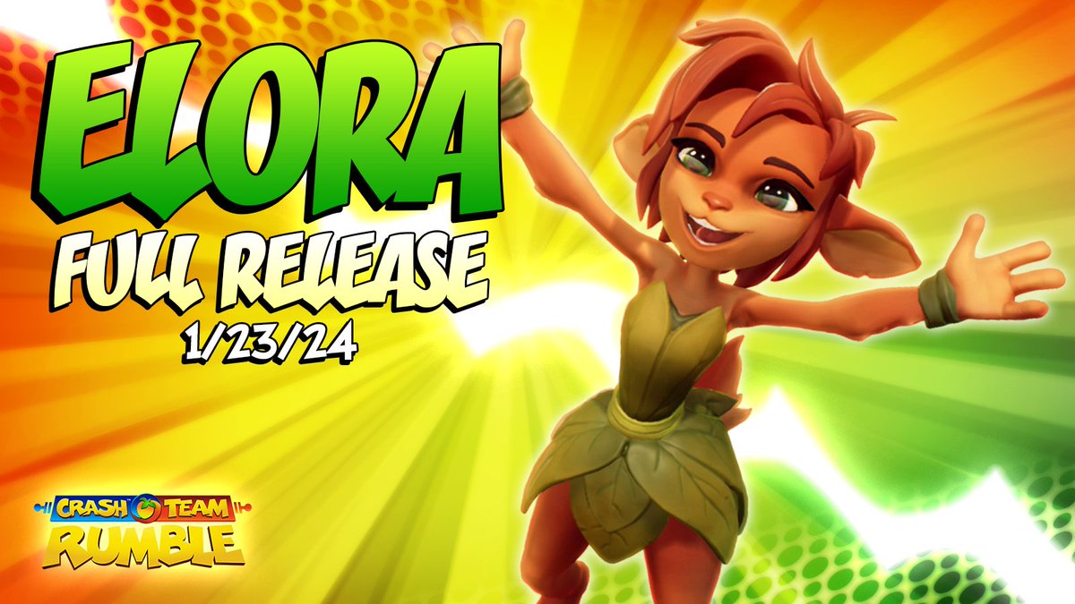 The fiercest faun is here to stay! 🎉 Elora is galloping her way into #CrashTeamRumble - permanently! Earn Hunter or KO Assist badges to unlock her.