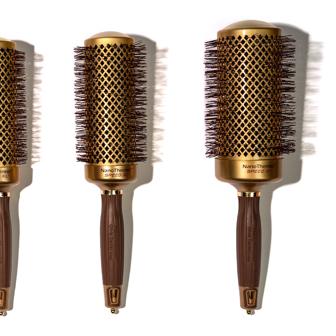 If you haven't yet. Meet our 🆕 #NanoThermicSpeedXL round thermal brush — and the 5️⃣ different barrel sizes this best-of-both-worlds #beautytool comes in! 🤩  

#OliviaGarden #BeautyTools #RoundBrush #SalonEssentials