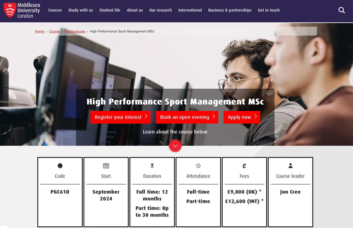 I’m happy to share that a new Distance Education MSc programme will be available from @MiddlesexUni @MDX_LSI from September 2024 in High Performance Sport Management. Please use this link to find out more information: mdx.ac.uk/courses/postgr… or feel free to message me!