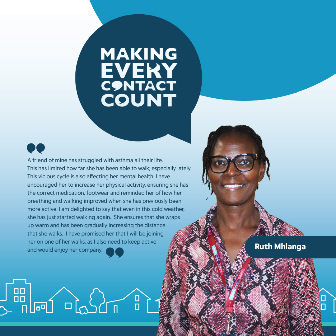 SouthTees's tweet photo. Our Head Of Physiotherapy Ruth Mhlanga is Making Every Contact Count! What have you done today to help boost someone's health and wellbeing? #MECC #steesSTAFF #steesWELLBEING https://t.co/RwwUIoSIJ3