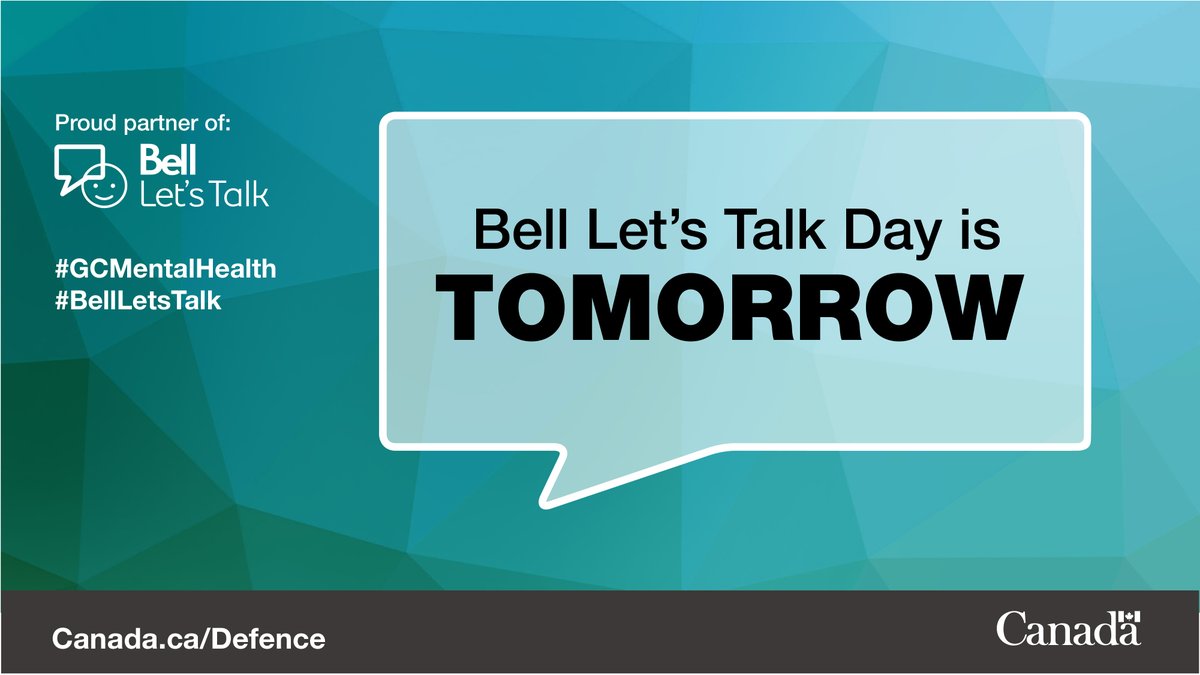 #BellLetsTalk Day is tomorrow. Participate in the conversation with us to help break down stigma and raise awareness around mental health. #DefenceTeam members, learn how you can watch our live panel discussion: canada.ca/en/department-…

#GCMentalHealth