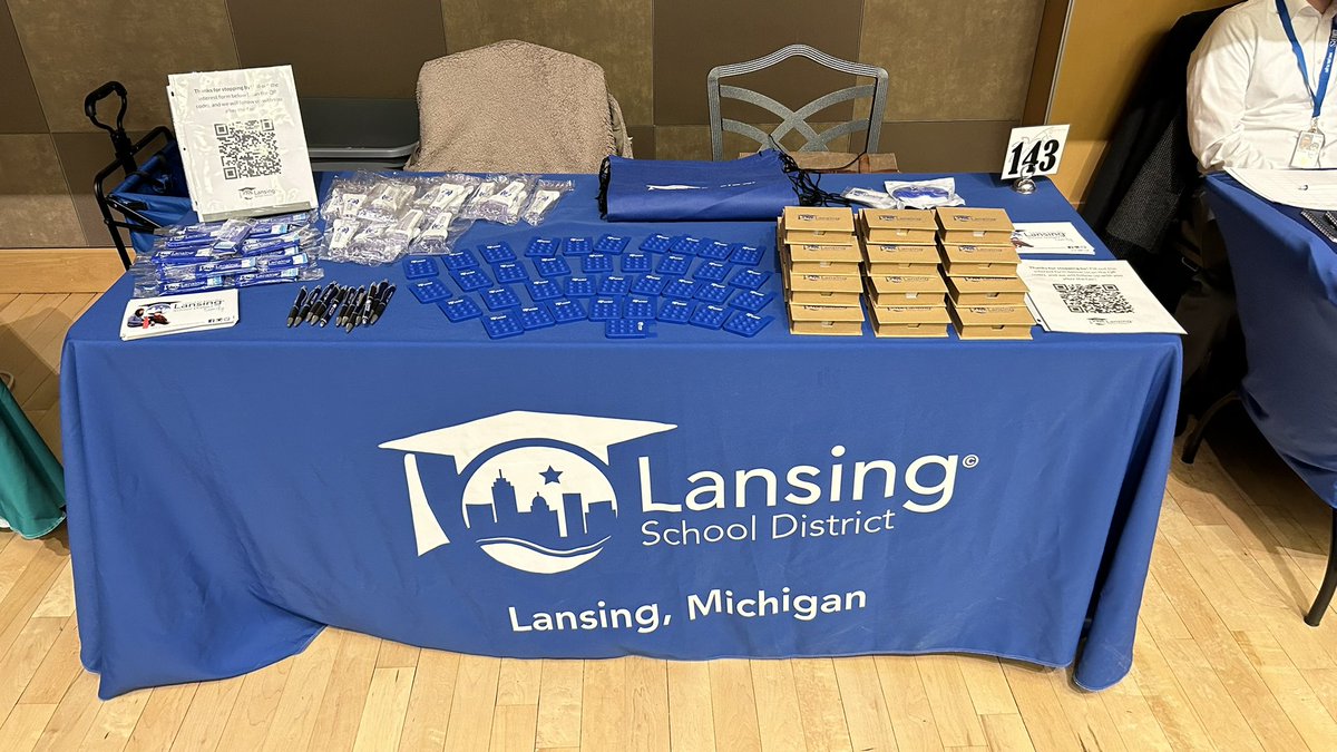 utter_and_ed's tweet photo. First time at @OhioState today! I apologize in advance about all the blue swag but at least you wouldn’t have to move to Ann Arbor! If you show me this tweet today, I’ll give you one of my secret swag items that I’m stocking away #osucareerfair #hirebuckeyes https://t.co/dyHqPFpTE5
