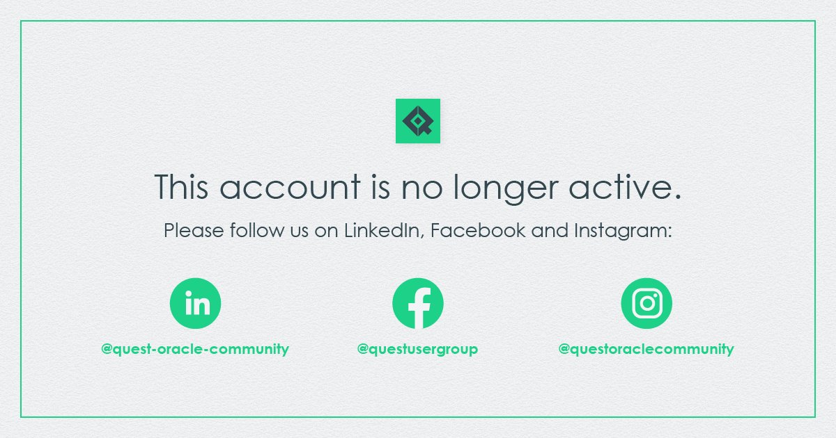 QuestUserGroup's tweet image. This account is no longer active. Please follow us on LinkedIn, Facebook and Instagram!