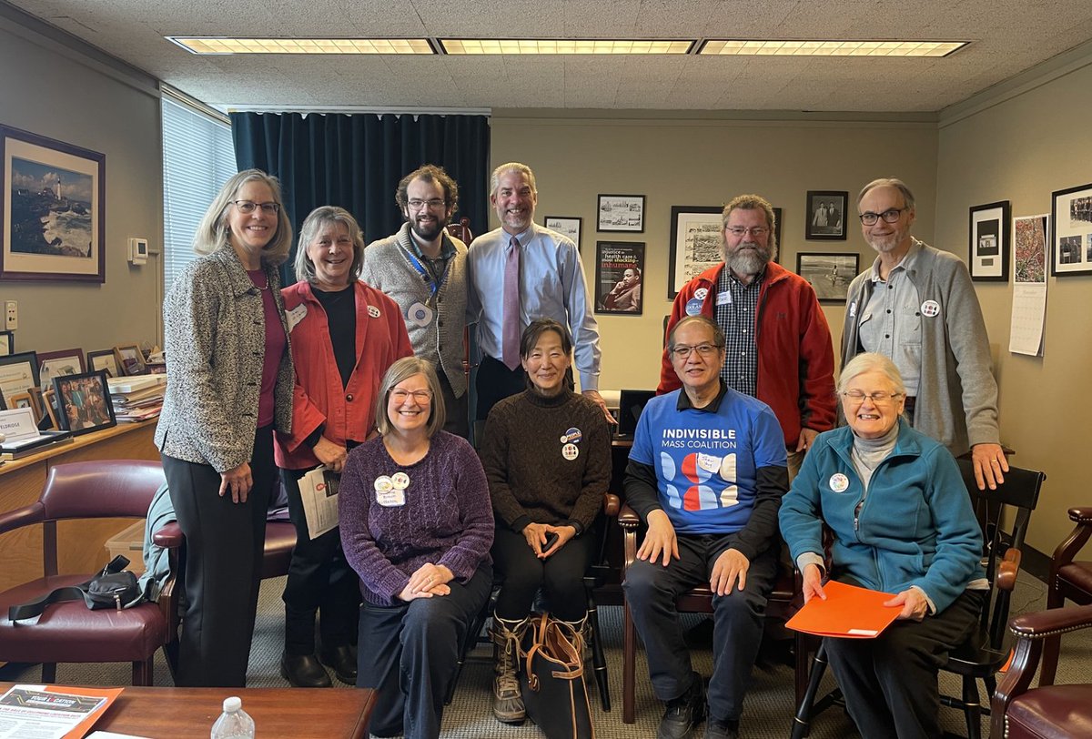 Members of Indivisible Acton Area, Concord indivisible, and IndivisibleLAB meeting with Sen. Jamie Eldridge’s chief of staff at today’s Lobby Day #mapoli
