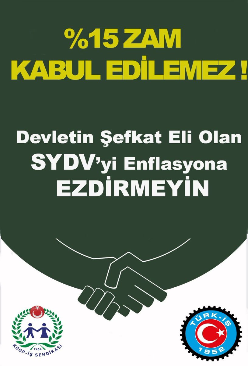SYDV Çalışanı eşit işe, adil ücret talep ediyor. Depremde ve tüm felaketlerde ön planda olan Vakıf çalışanını görmezden gelmeyin %15 zammı kabul etmiyor, adil ücret istiyor, ek protokol veya seyyanen zam talep ediyoruz.
#SYDVyeEkProtokolEkZam
<a href="/isikhanvedat/">Prof. Dr. Vedat Işıkhan</a> #kamuisçisi