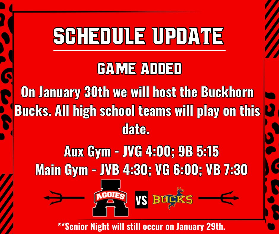 **Schedule Update**

We have added a game to our schedule that will take place on January 30th. We will be hosting Buckhorn High School. All 5 high school teams will be in action.
