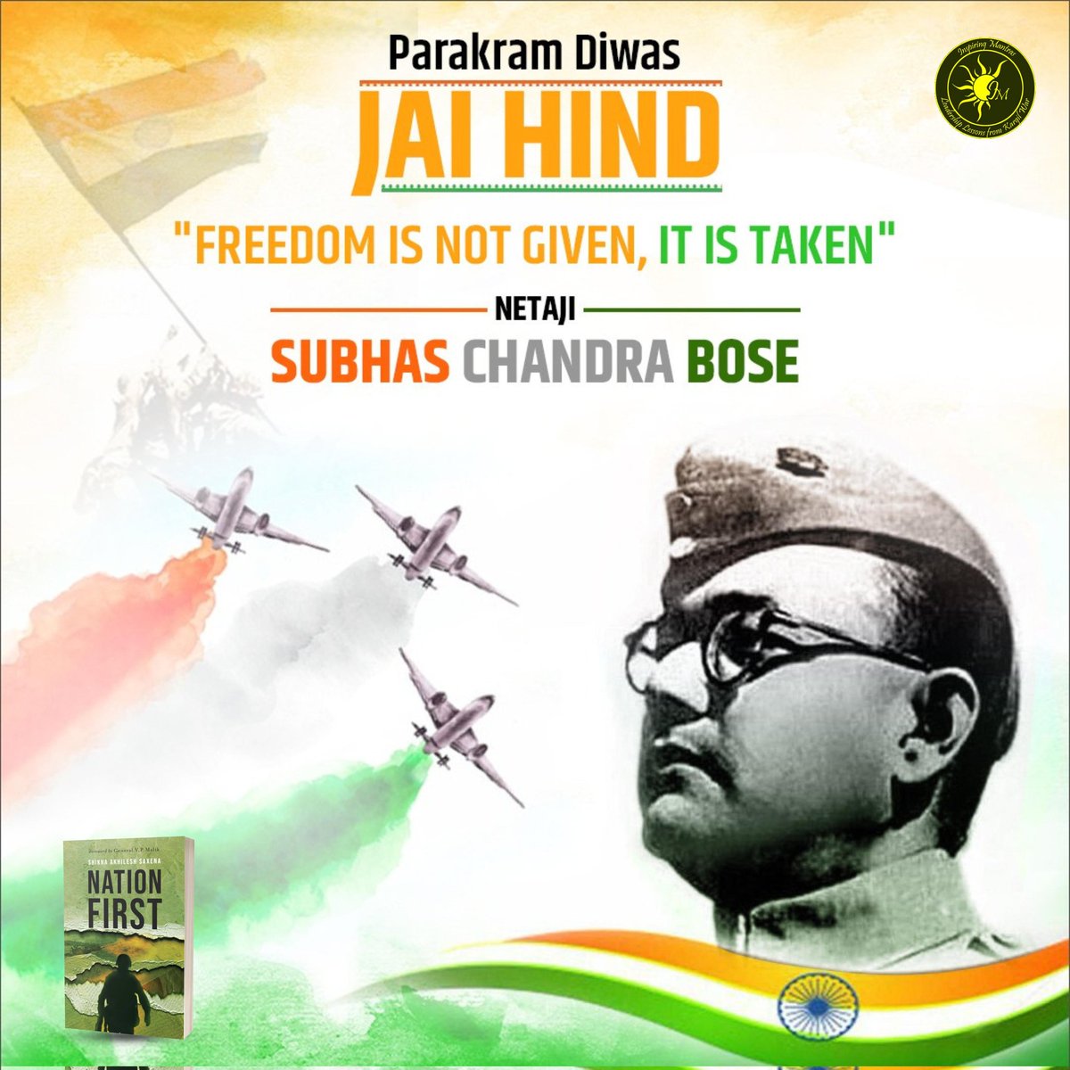 Akhilesh_saxena's tweet photo. On this Prakram Diwas commemorating Subhash Chandra Bose Jayanti, may the echoes of his valor resonate in your life, inspiring strength, determination, and the pursuit of noble ideals. 🌟🇮🇳 #CourageUnleashed #Inspiration #FreedomFighter #SaluteToHero #BraveryPersonified #JaiHind https://t.co/rutL9VBOAe