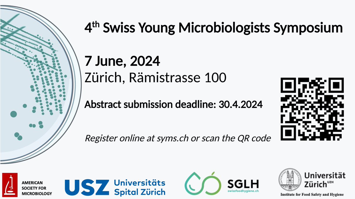 Come and join us at the 4th Edition of the Swiss Young Microbiologists Symposium in Zurich #SYMS @UZH_en All information + Abstract submission can be found on our website: syms.ch