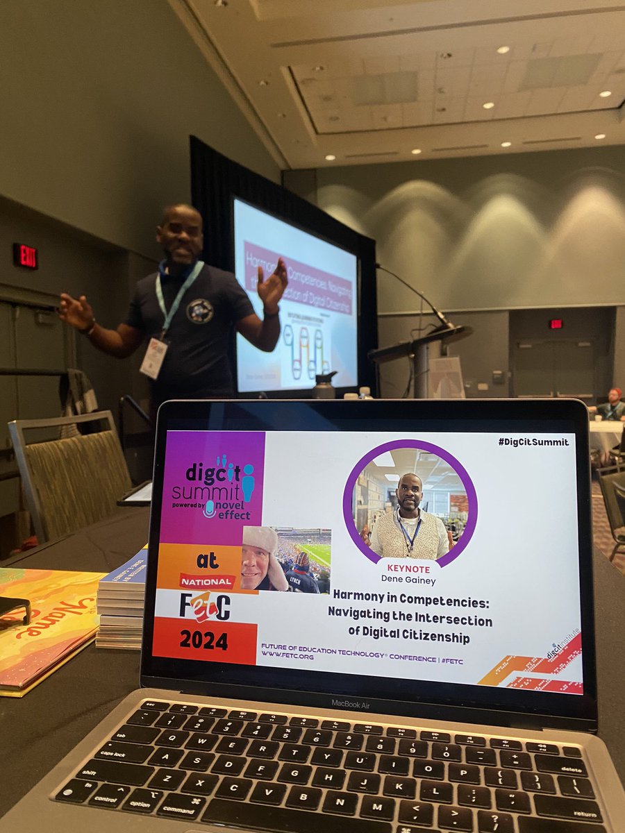 @dene_gainey is our @digcitsummit keynote at @fetc and @m_drez surprised Dene with an introduction from @BuffaloBills game on Sunday! #FETC