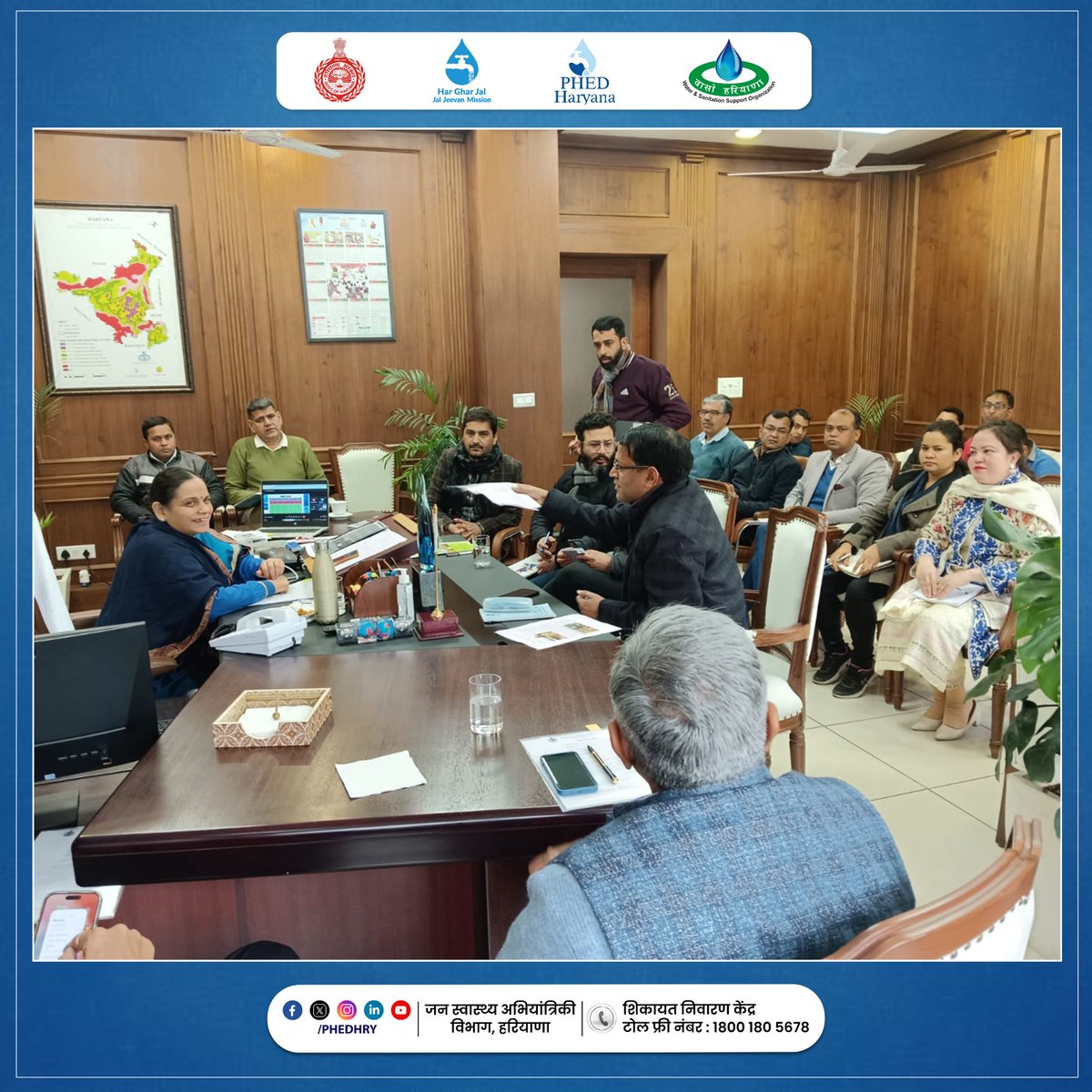 phedhry's tweet photo. A strategic #consultation meeting, chaired by Ms. Keshni Anand Arora, Chairperson HWRA, was organized on 23.01.2024 among stakeholder departments to hold coordinated IEC & #awareness activities on water #conservation.
@jaljeevan_ @cmohry @atalhry @DiprHaryana #MICADA https://t.co/2NypumTgZj