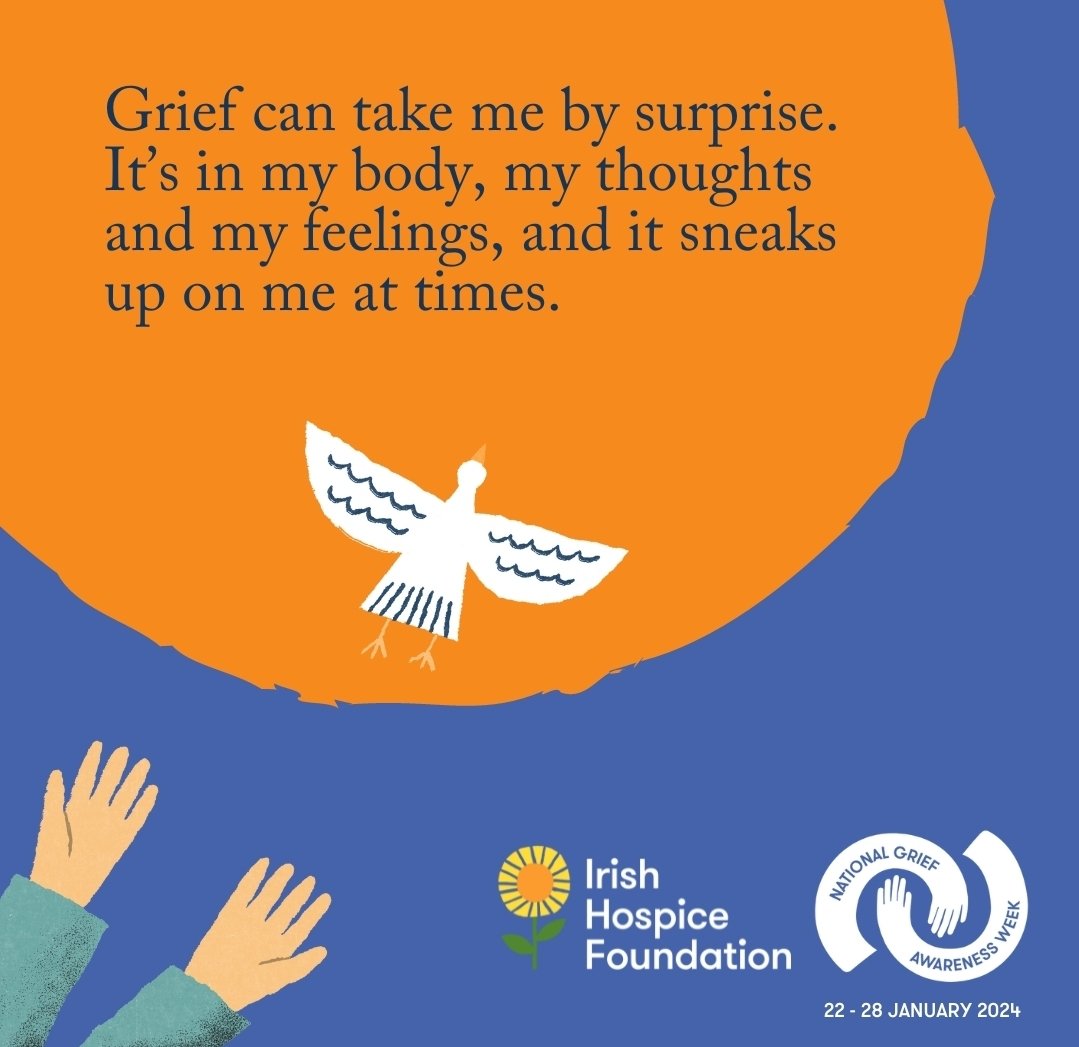 National Grief Awareness Week. Learning more about grief can help someone before and during the grieving process and can also help the people supporting them. #BeGriefAware #NGAW2024 @IrishHospice