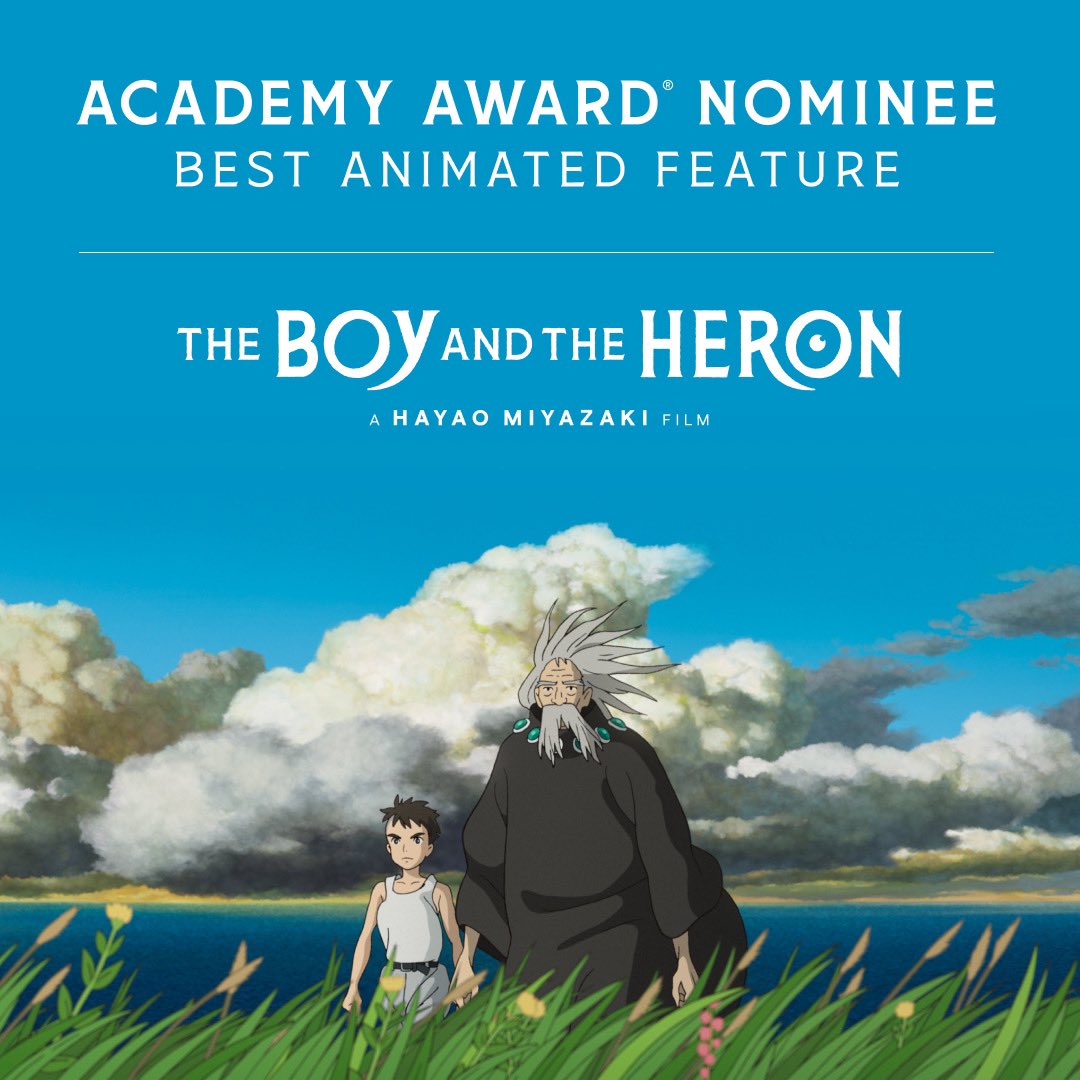THE BOY AND THE HERON has been nominated for the Academy Award for Best Animated Feature! Congratulations to Hayao Miyazaki and Studio Ghibli. 🌟