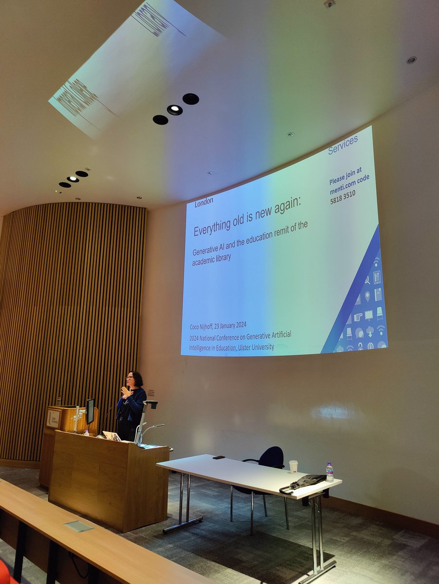Back from some lively discussions over lunch with a talk from  Coco Nijhoff  - Imperial College London. "Everything old is new again: Generative AI and the education remit of the academic library"... <a href="/GenAiEdu/">genaiedu</a> <a href="/UlsterUni/">Ulster University</a> #GenerativeAI
