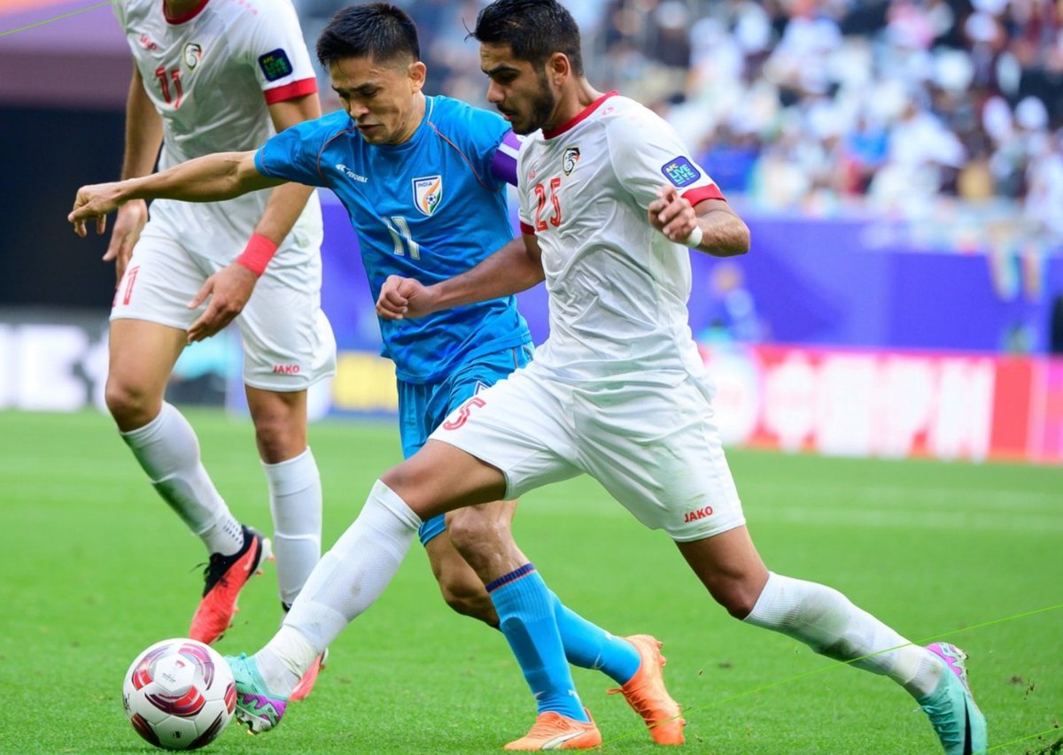 Surendra21286's tweet photo. India lost to Syria by 1-0 in final group match of Asian Cup. India out of tournament after losing all 3 matches. India conceded 6 goals in the tournament but failed to score a single goal.

#AsianCup2023 #HayyaAsia #SYRvIND #INDvSYR #AsianCup #IndianFootball #TeamIndia #INDvsSYR https://t.co/ngyyXdV3k1