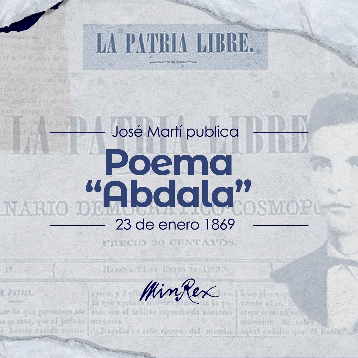 Hoy se conmemora un momento trascendental en la historia literaria de #Cuba 🇨🇺, un día como hoy del año 1869, nuestro Héroe Nacional, José Martí, dio vida al poema "Abdala".

Su obra perdura como fuente de inspiración para las nuevas generaciones. 📜