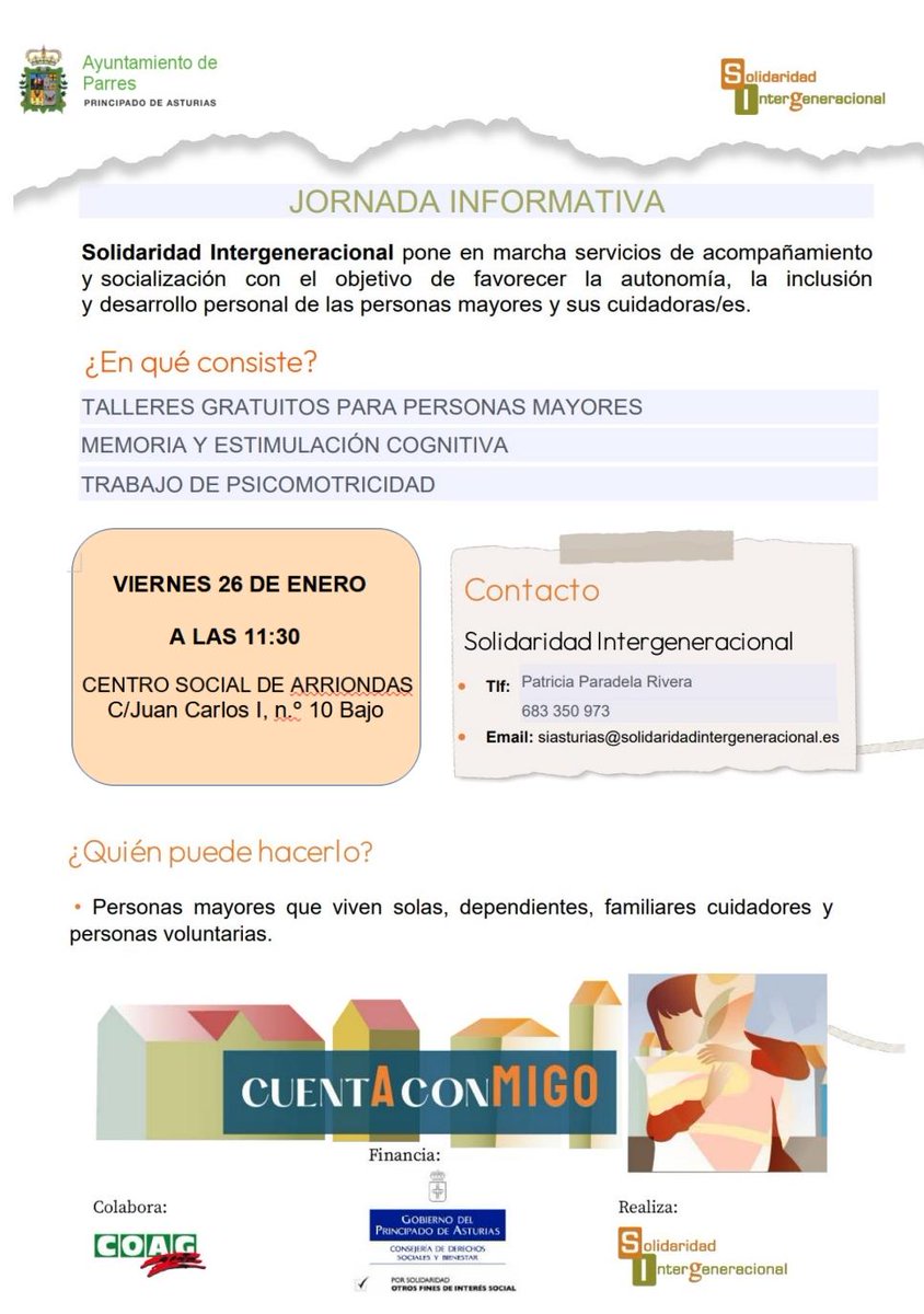 SolidaridadIn's tweet image. 📅 Este viernes en #Arriondas, te esperamos para informarte sobre servicios y talleres destinados a promover la autonomía, inclusión y desarrollo personal de las personas mayores y sus cuidadores. #ProgramaCuentaConmigo

✨¡No te lo pierdas! 
 
#Bienestar #Autonomía #Inclusión