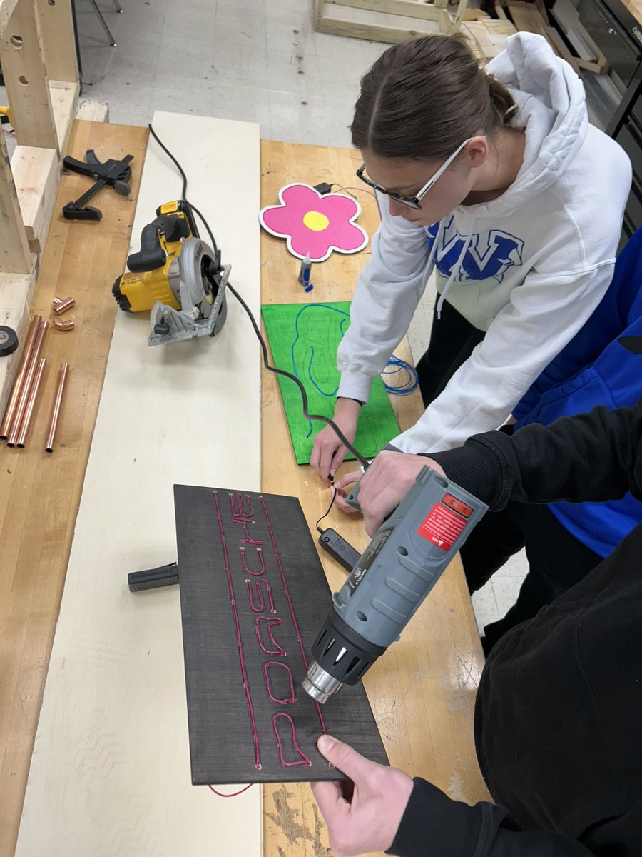 Mr. Stahley’s Design and Modeling class used Fusion 360 to create designs and then cut them out using a laser cutter. Then, they installed LED lights to create one of kind projects!
