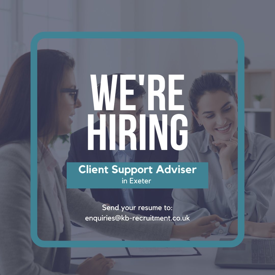 We are looking for a client support advisor to join a property management company in #Exeter. 🏡

This is a great opportunity to learn, with scope for career progression in the industry. To start your career as an #estateagent apply today! ⬇️

kb-recruitment.co.uk/job/client-sup…