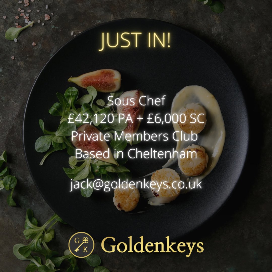 We are delighted to be assisting an exclusive private members club located in the centre of Cheltenham. They are looking for an energetic Sous Chef with an excellent eye for detail to help lead their talented kitchen bridge of 5 to success.🍽️⭐️ #souschef #privatemembersclub